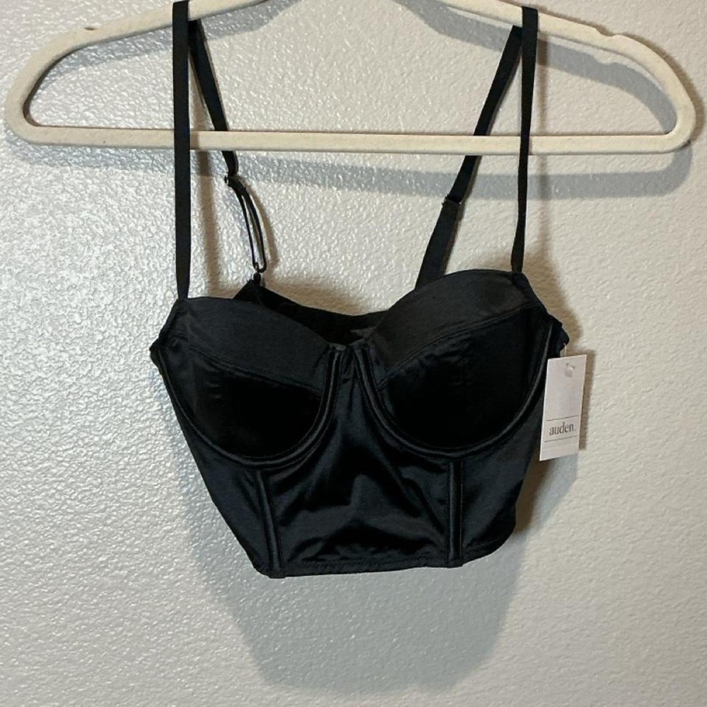 Women's Satin Lightly Lined Lingerie Corset - Auden Black S